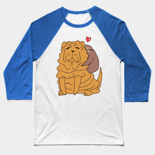 Sloth Loves Shar Pei Baseball T-Shirt by saradaboru